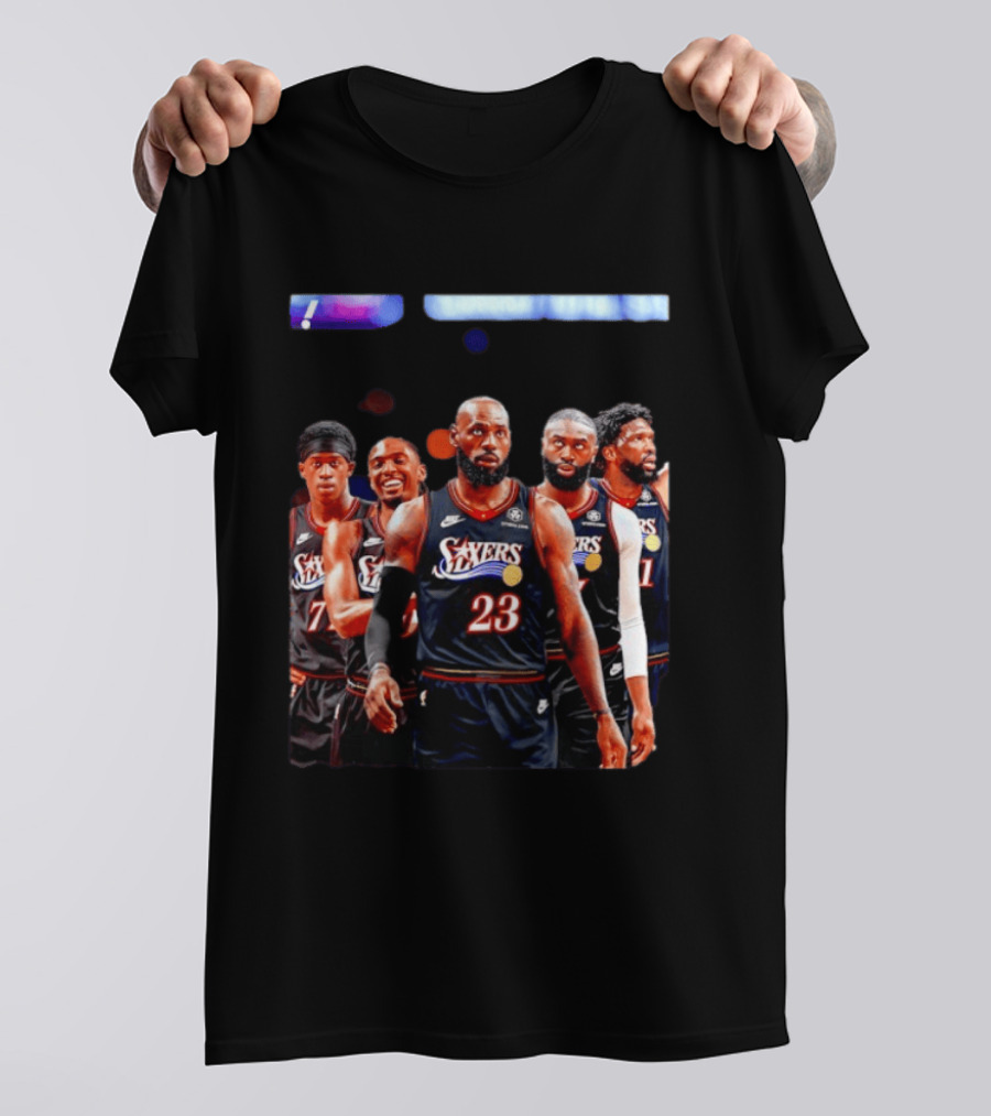 Tyrese Maxey VJ Edgecombe Jaylen Brown LeBron James Joel Embiid Sixers T-Shirt