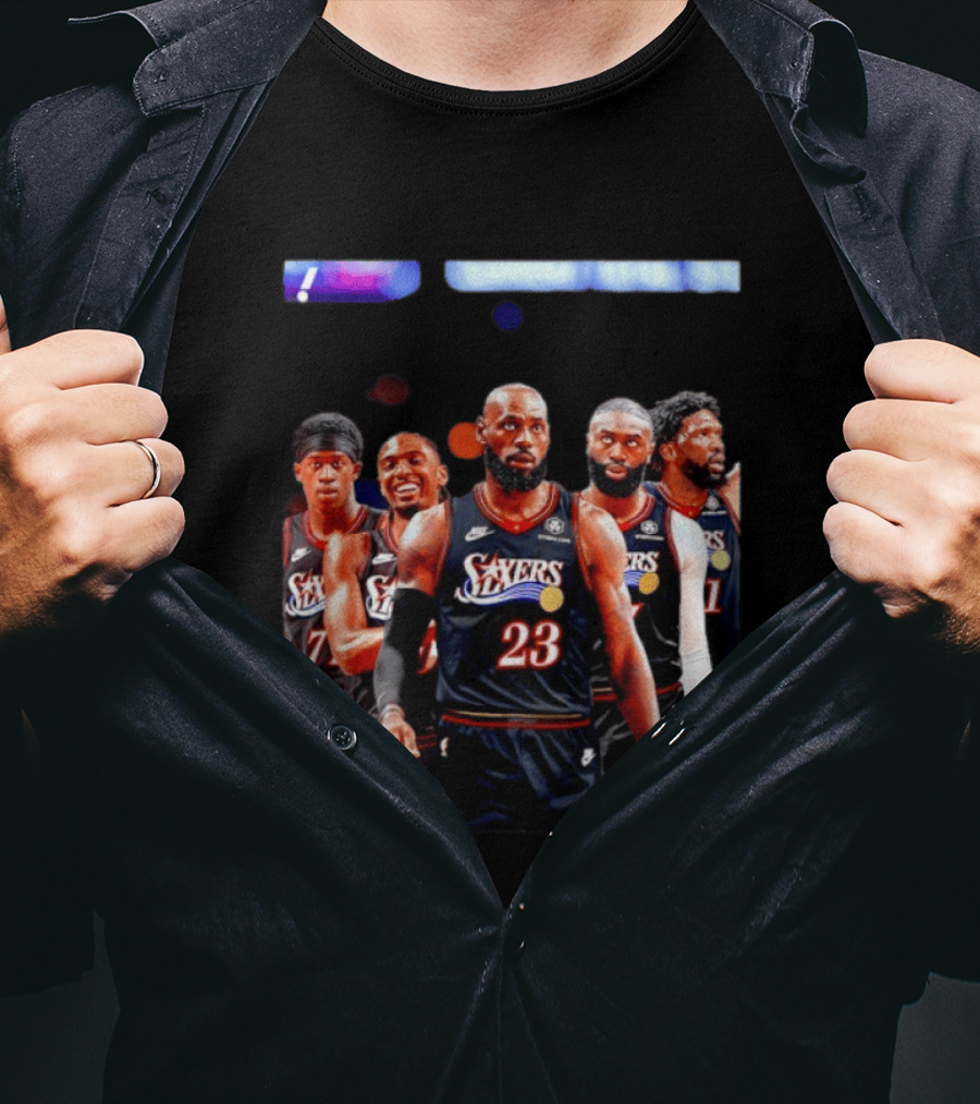 Tyrese Maxey VJ Edgecombe Jaylen Brown LeBron James Joel Embiid Sixers T-Shirt