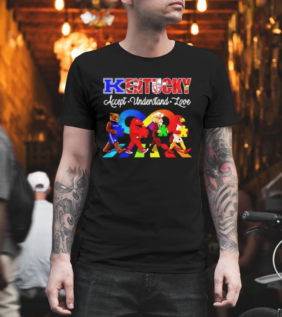 Kentucky Accept Understand Love Louisville Cardinals Puzzle Piece Parade T-Shirt