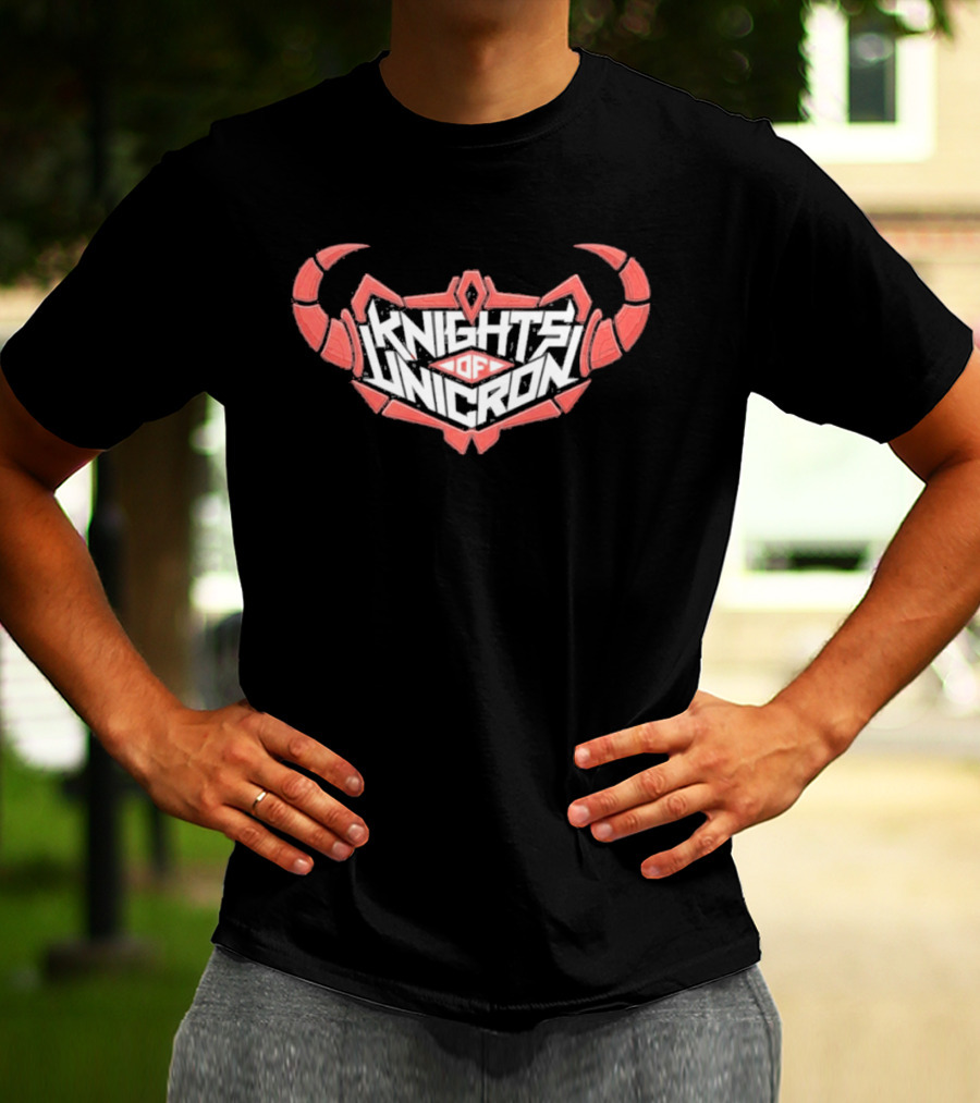 Knights Of Unicron Red Horned Icon With Stylized Text And Horns T-Shirt