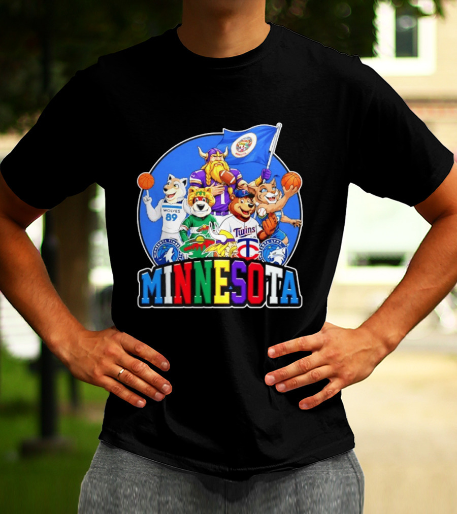 Minnesota Vikings Timberwolves Wild Twins Lynx Mascots And Logos Collection T-Shirt