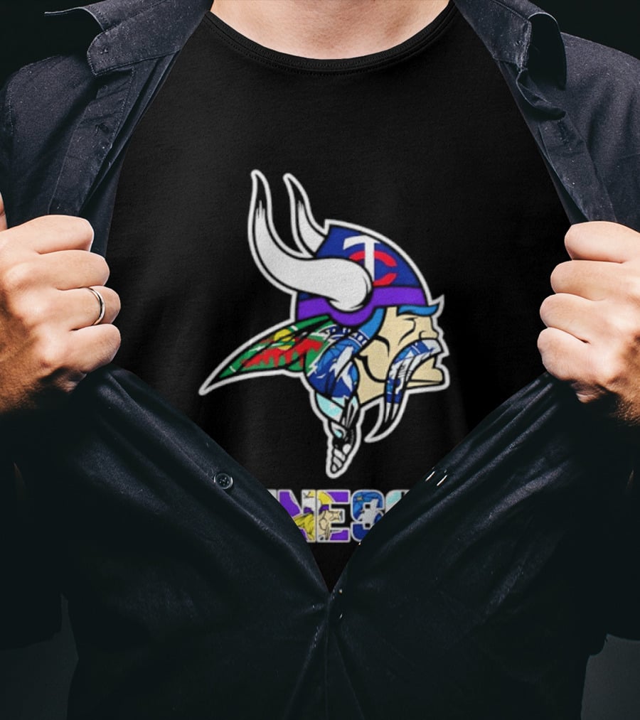 Minnesota Vikings Twins Wild Timberwolves United Team Fans Mashup T-Shirt
