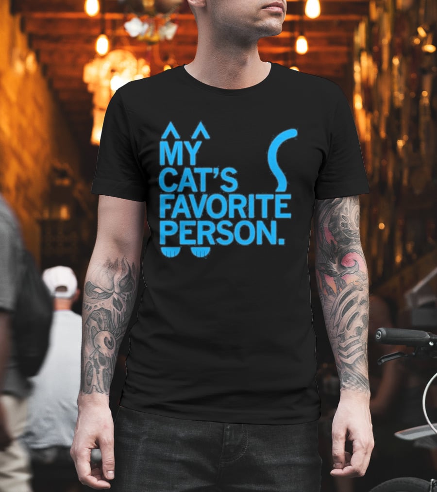 My Cat's Favorite Person Cat Ears And Tail Blue T-Shirt