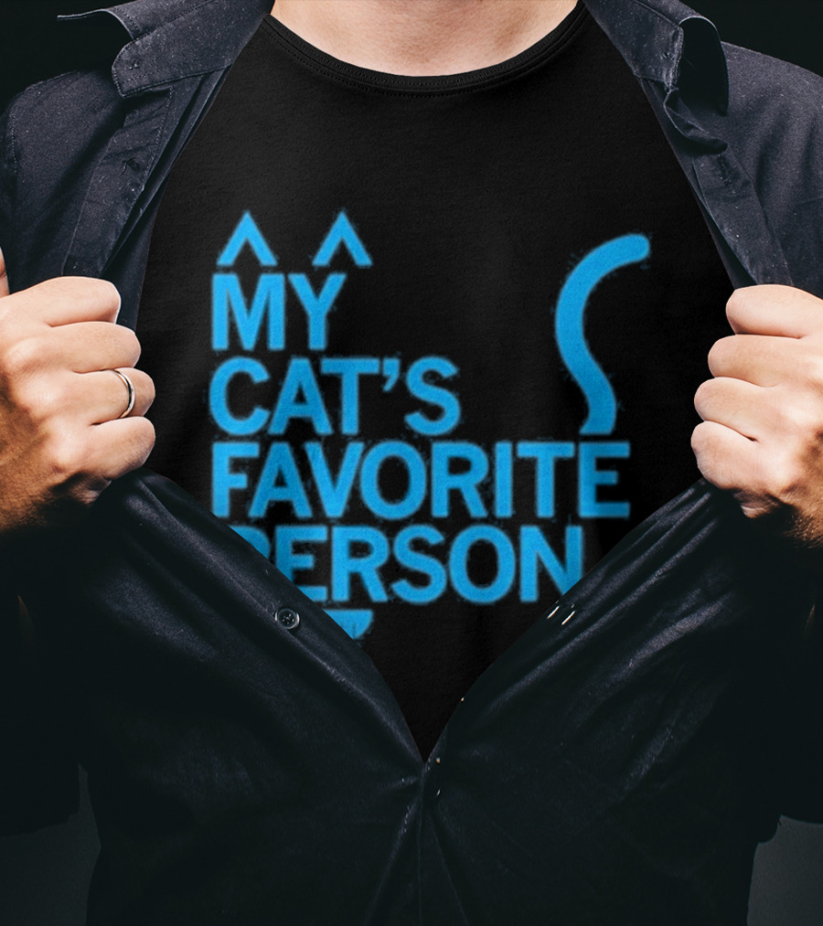 My Cat's Favorite Person Cat Ears And Tail Blue T-Shirt