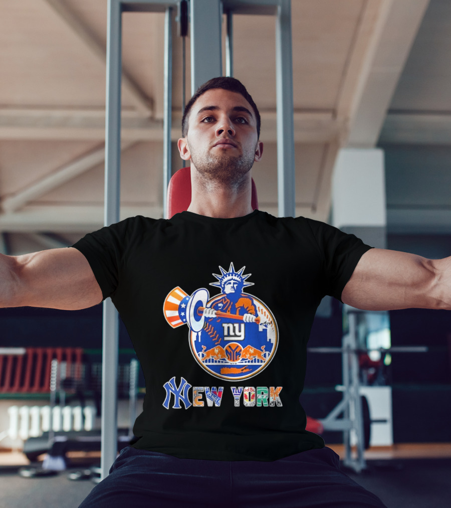 New York Liberty Skyline Sports Teams Knicks Mets Yankees T-Shirt