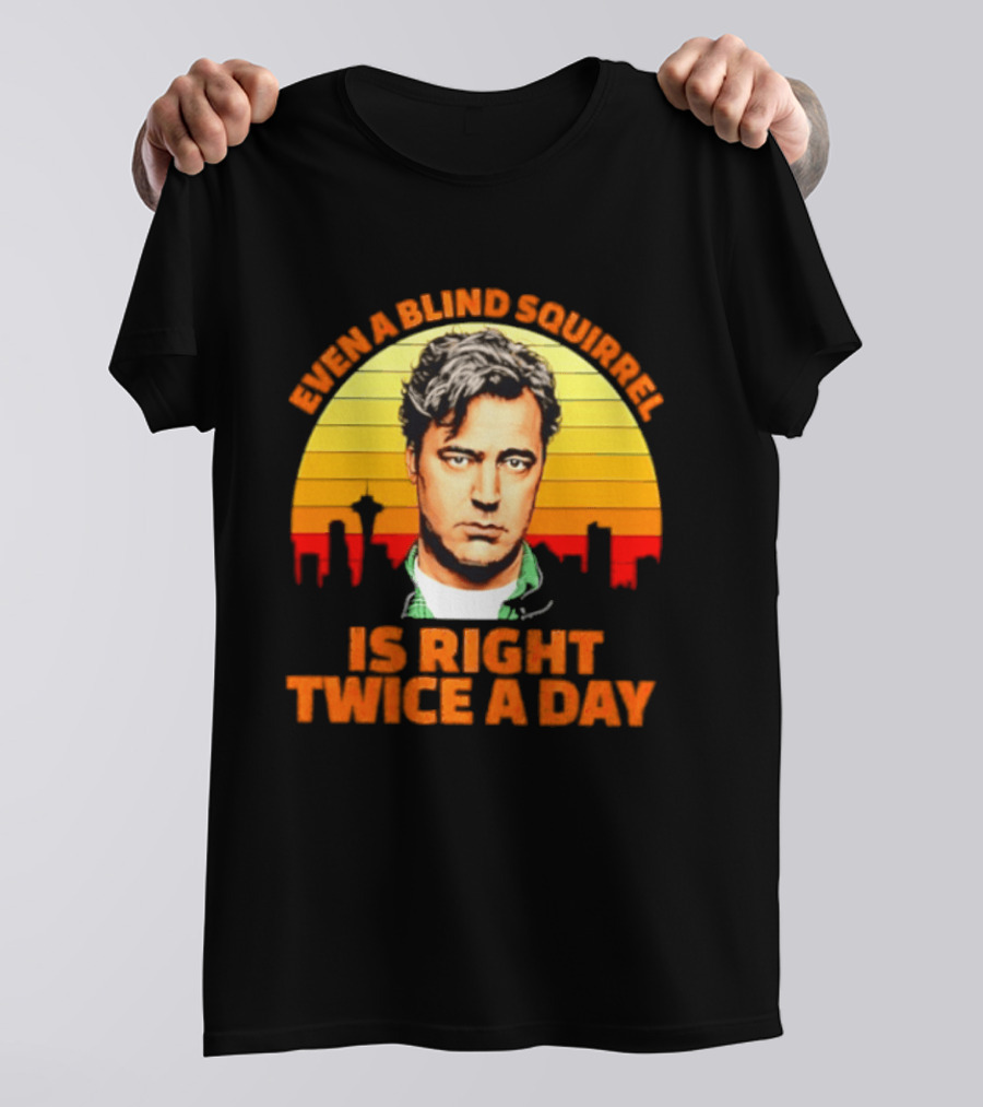 Even A Blind Squirrel Is Right Twice A Day Retro Seattle Skyline T-Shirt