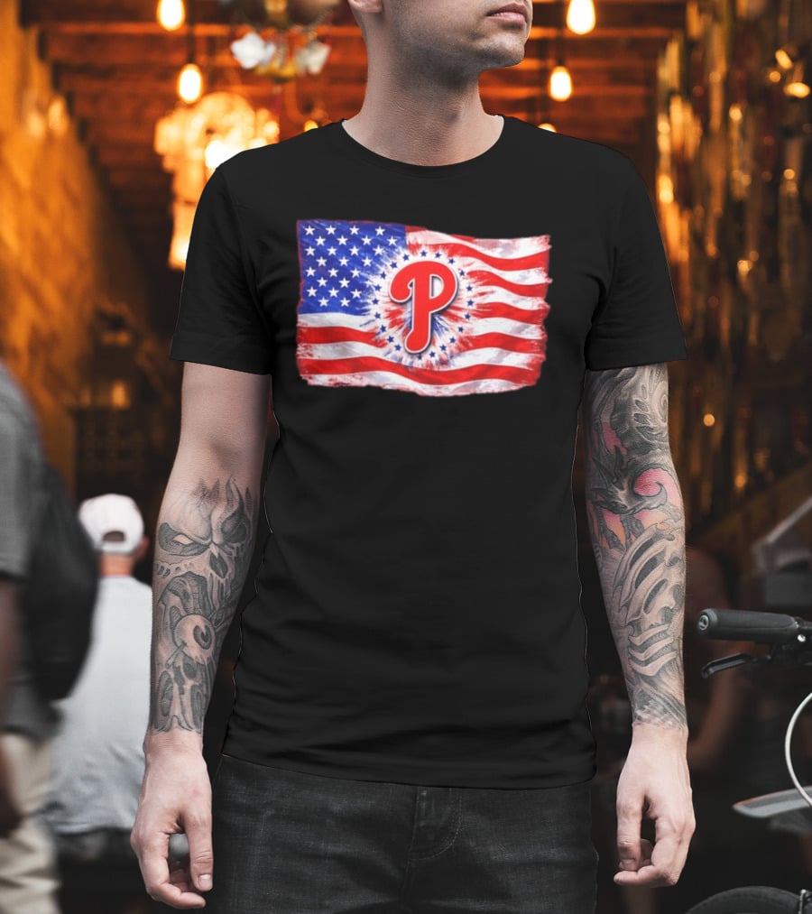 Phillies Patriotic American Flag Philadelphia Baseball 250th Anniversary Independence Day T-Shirt