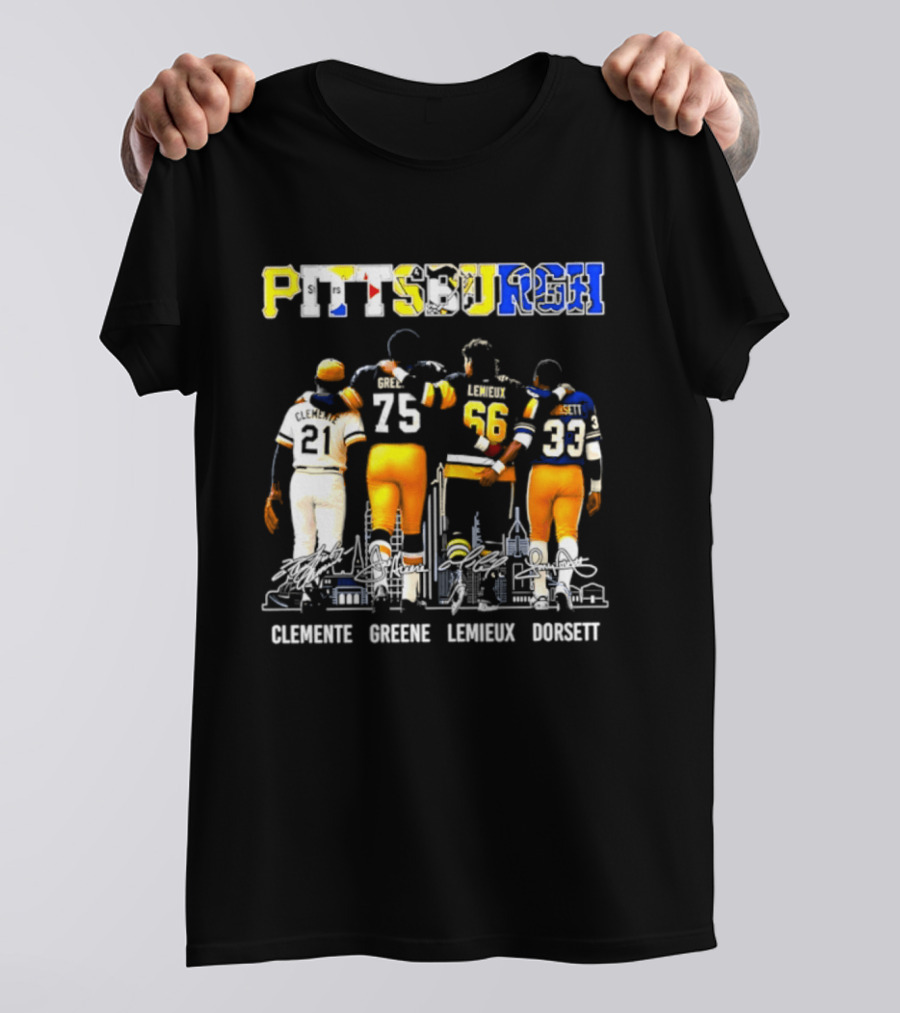 Pittsburgh Sports Legends Clemente Greene Lemieux Dorsett T-Shirt