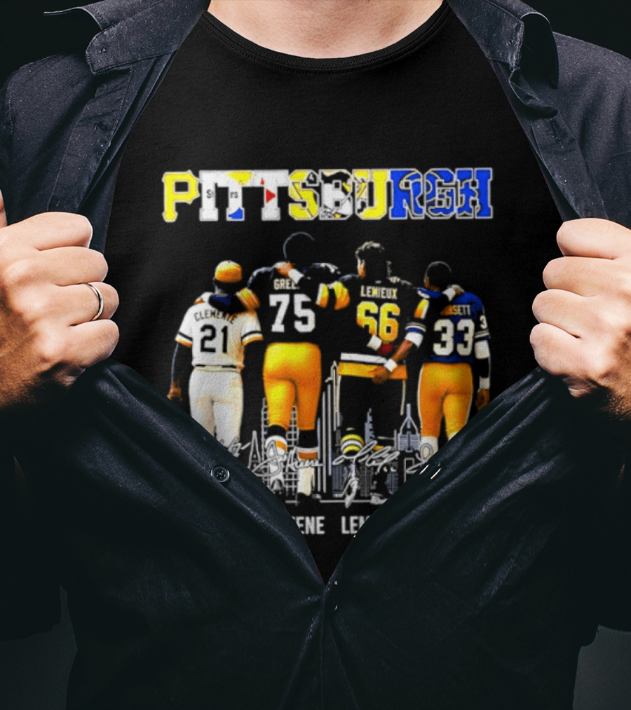 Pittsburgh Sports Legends Clemente Greene Lemieux Dorsett T-Shirt