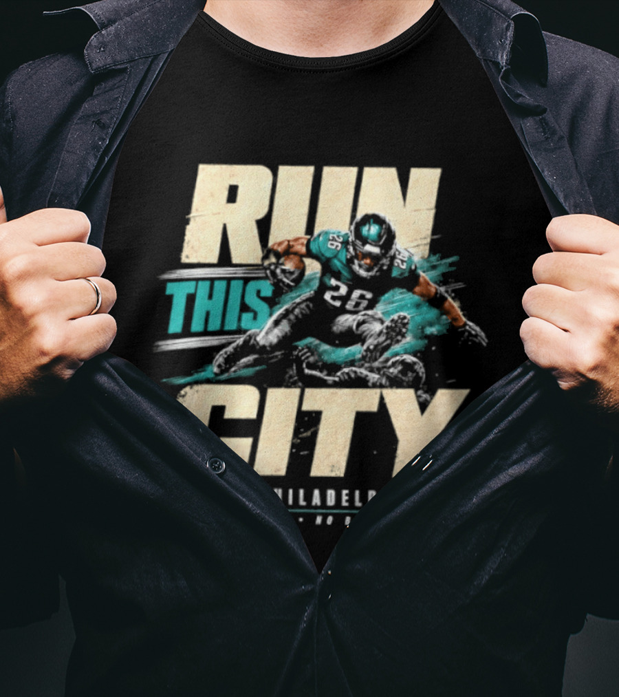 Philadelphia Eagles 26 Run This City All Gas No Brakes T-Shirt