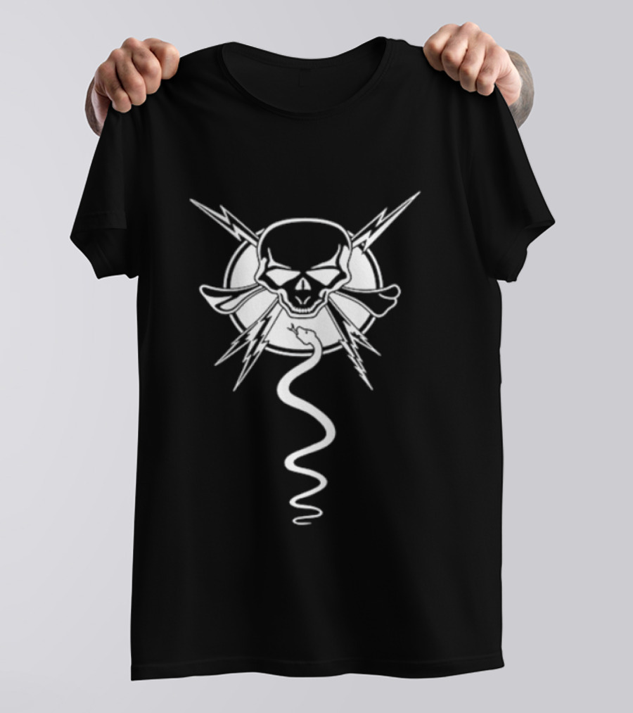 Skull And Snake Lightning Gothic T-Shirt