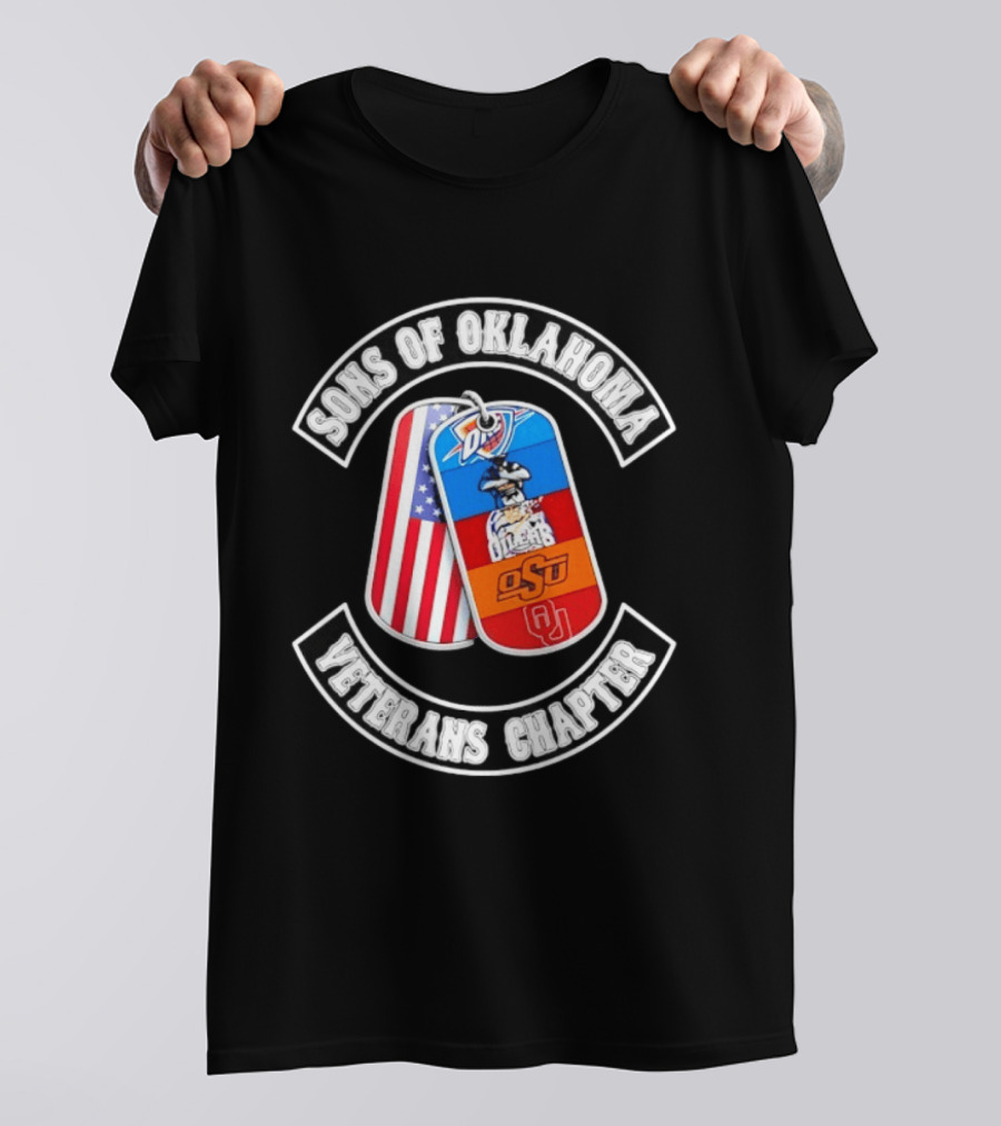 Sons Of Oklahoma Veterans Chapter OKC Thunder Tulsa Oilers American Flag Oklahoman Pride T-Shirt