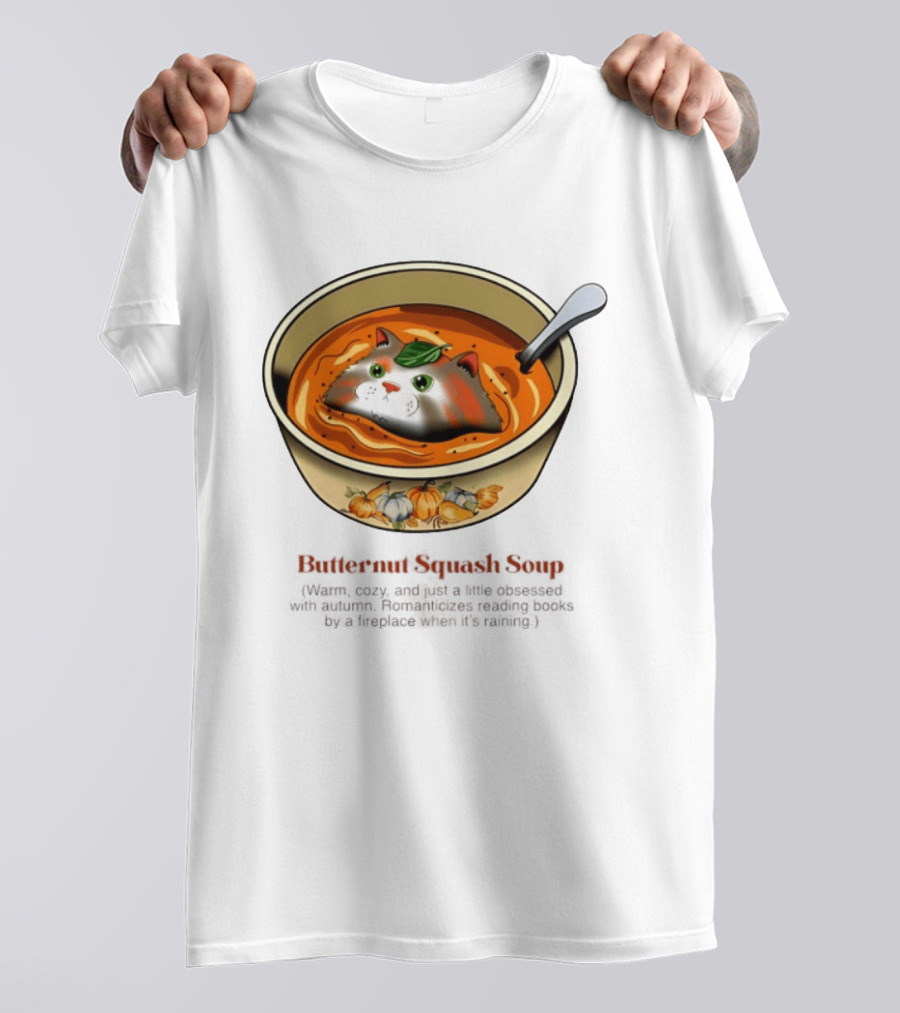Butternut Squash Soup Cat Floating Whiskers Bowl T-Shirt