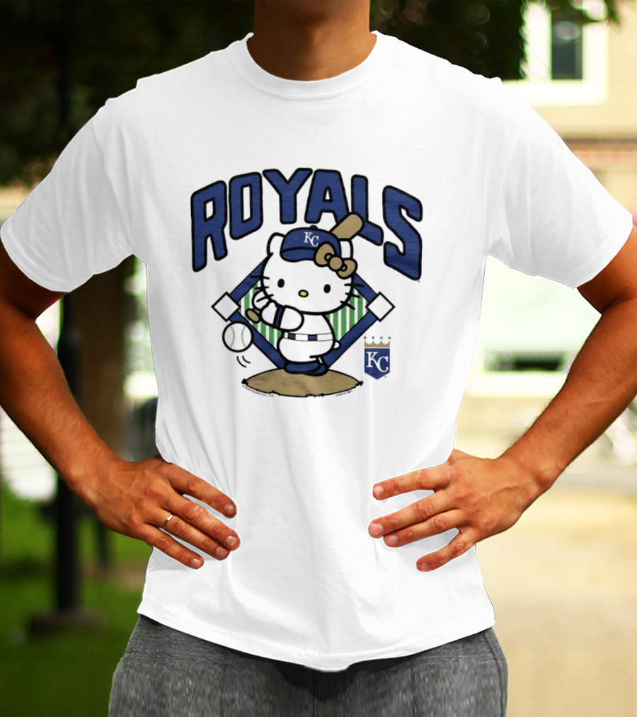 Hello Kitty Royals Baseball KC Batting Scene T-Shirt