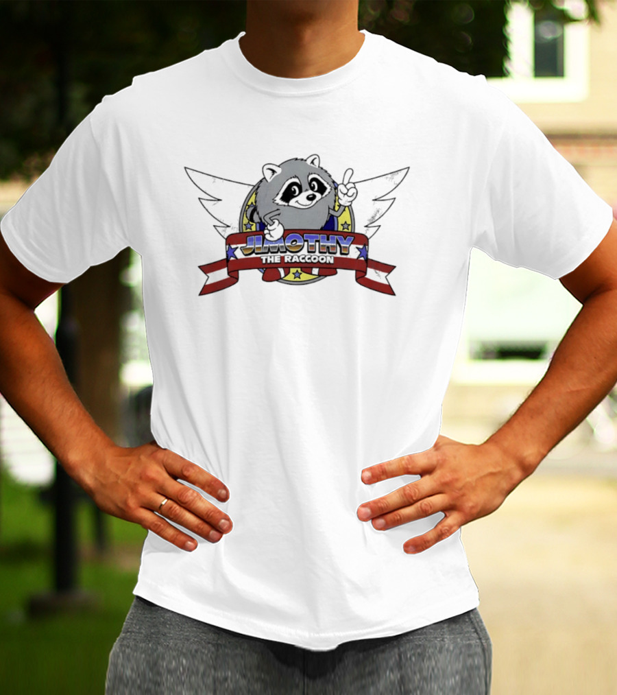 Jimothy The Raccoon Winged Star Banner Cartoon T-Shirt