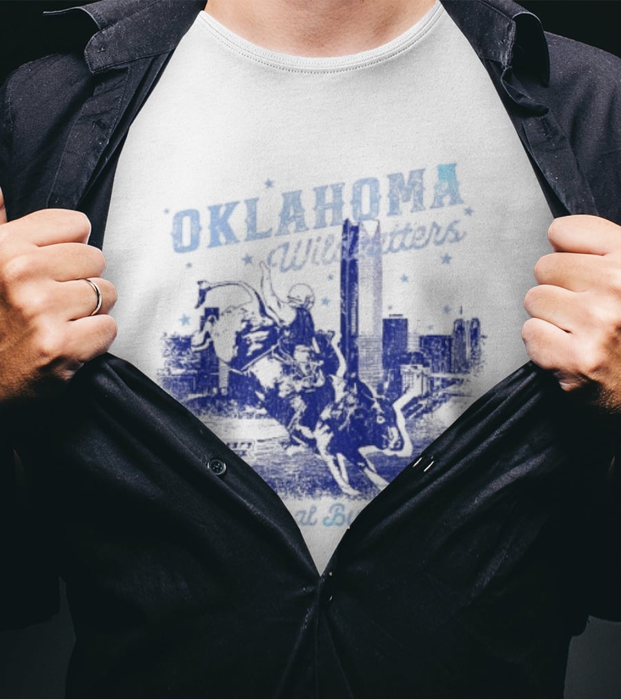 Oklahoma Wildcatters Professional Bull Riders Cowboy City Skyline T-Shirt