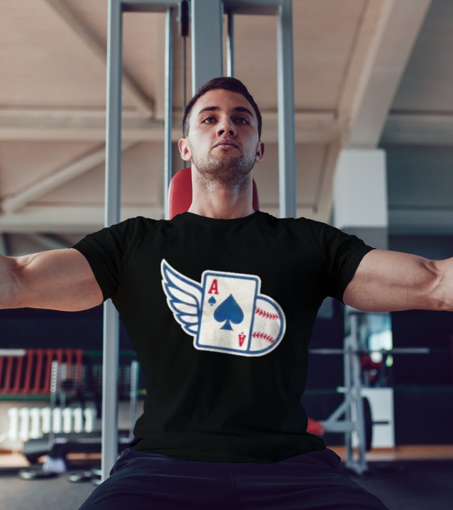 Ace Of Spades Baseball Winged Playing Card T-Shirt