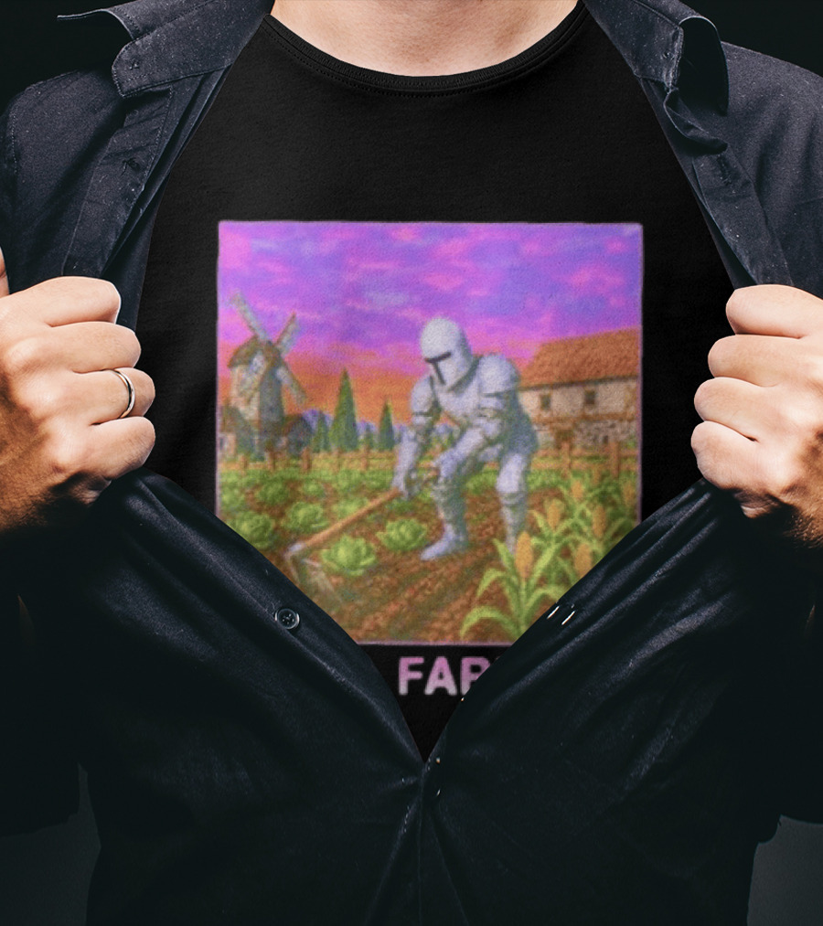 Aura Farming Knight Medieval Meme Windmill Crops Cabbage Garden T-Shirt