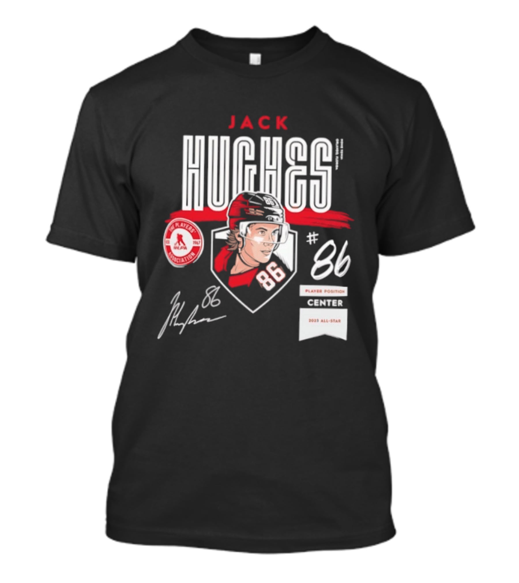 Jack Hughes 86 New Jersey Devils NHL Players Association Center 2026 All Star T-Shirt