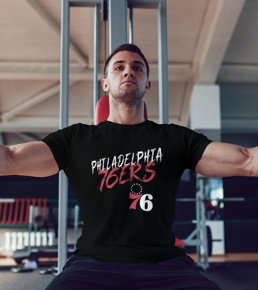 LeBron James Philadelphia 76ers Royal Hustle Name & Number 2 Sided Philadelphia 76ers 76 T-Shirt