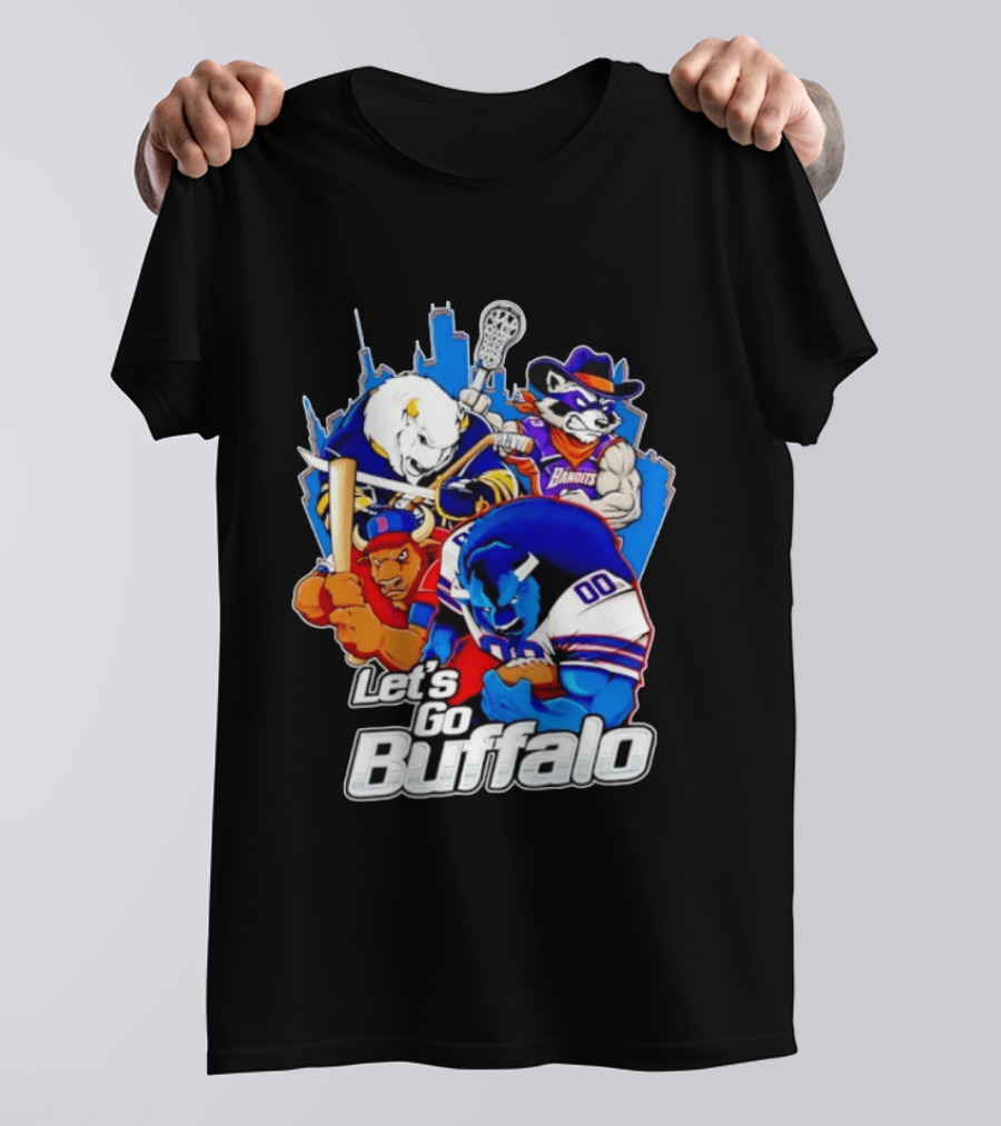 Let's Go Buffalo Bandits Sabres Bills Characters Sports Mascots T-Shirt