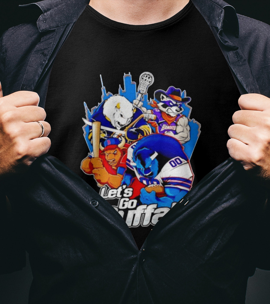 Let's Go Buffalo Bandits Sabres Bills Characters Sports Mascots T-Shirt
