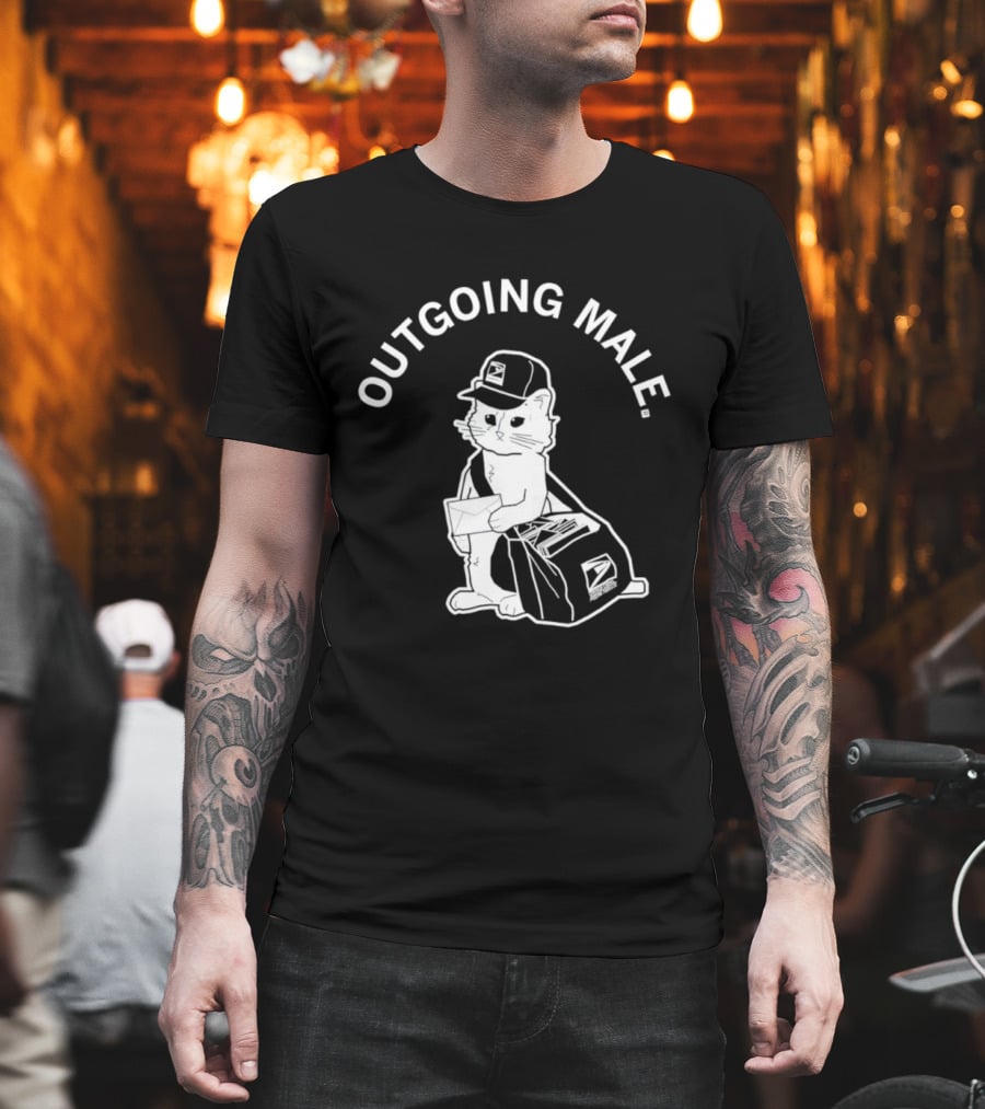 Outgoing Male Cat USPS Mailbag And Cap T-Shirt