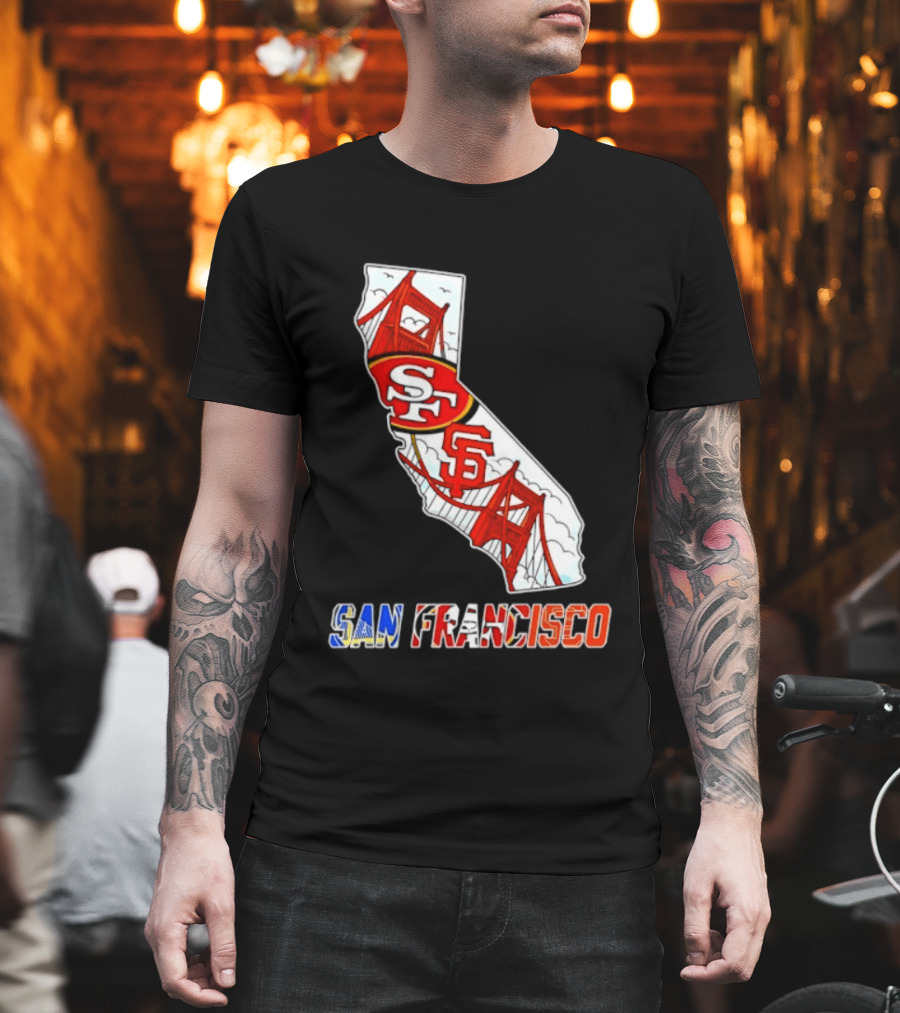 San Francisco 49ers Giants California Map T-Shirt