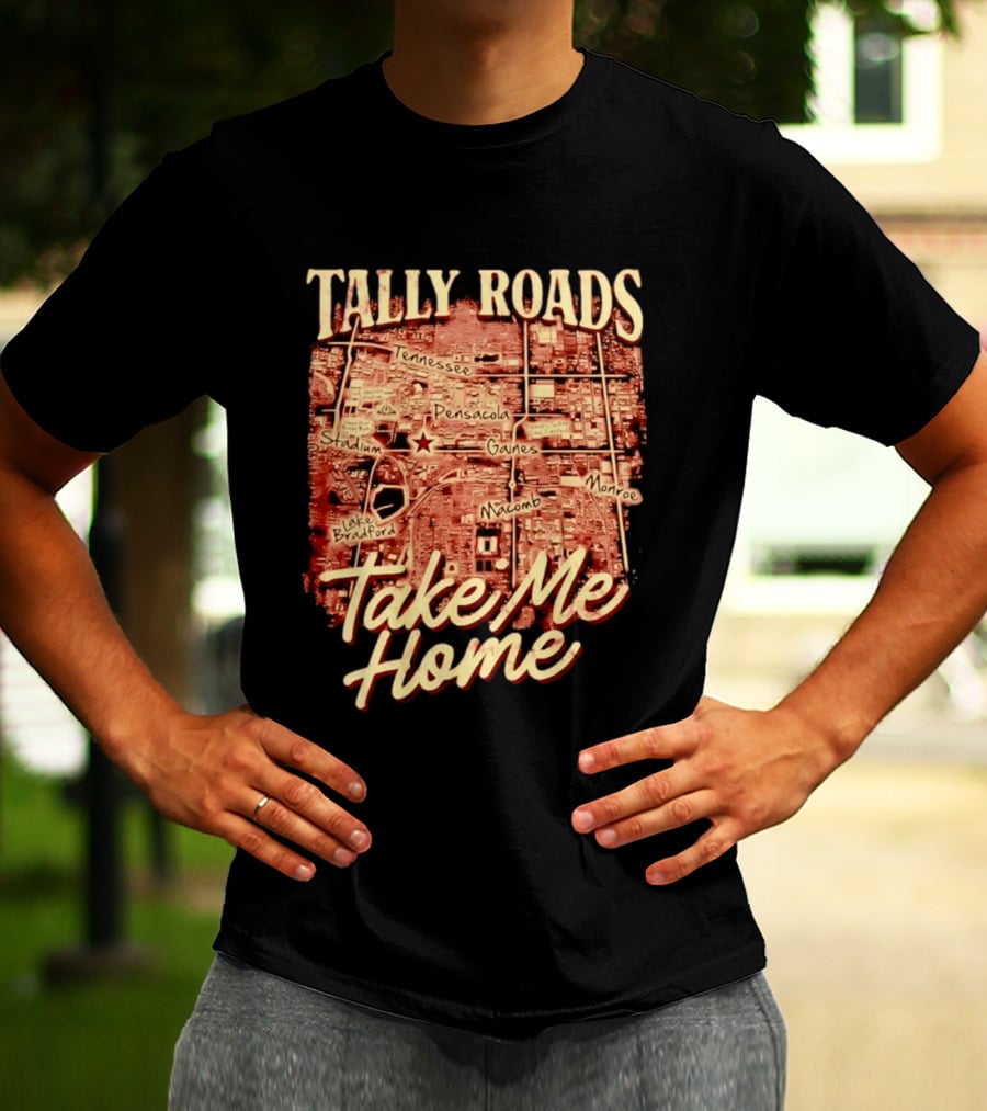 Tally Roads Map Take Me Home Tennessee Pensacola Stadium Monroe T-Shirt