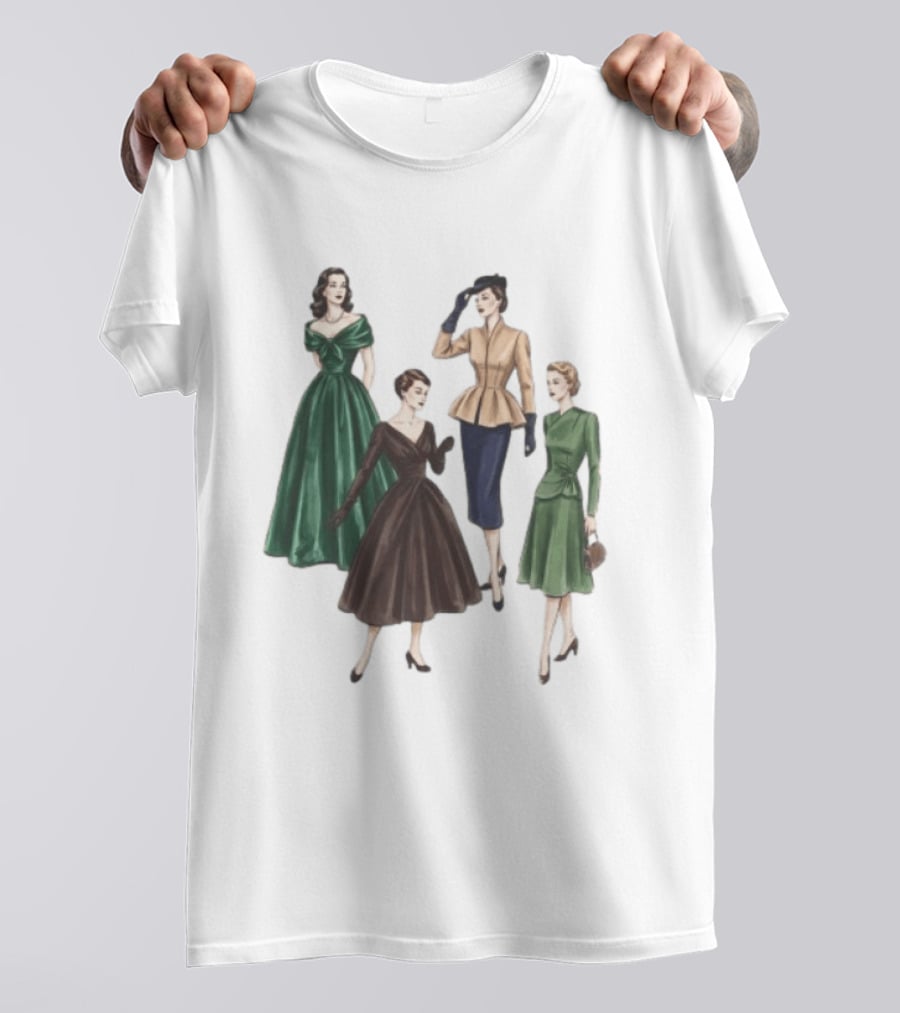 1950s Vintage Fashion Elegant Ladies Dresses T-Shirt