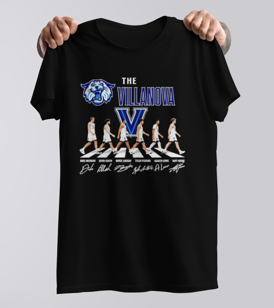 The Villanova Wildcats Abbey Road Duke Brennan Devin Askew Bryce Lindsay Tyler Perkins Acaden Lewis Matt Hodge Signatures T-Shirt