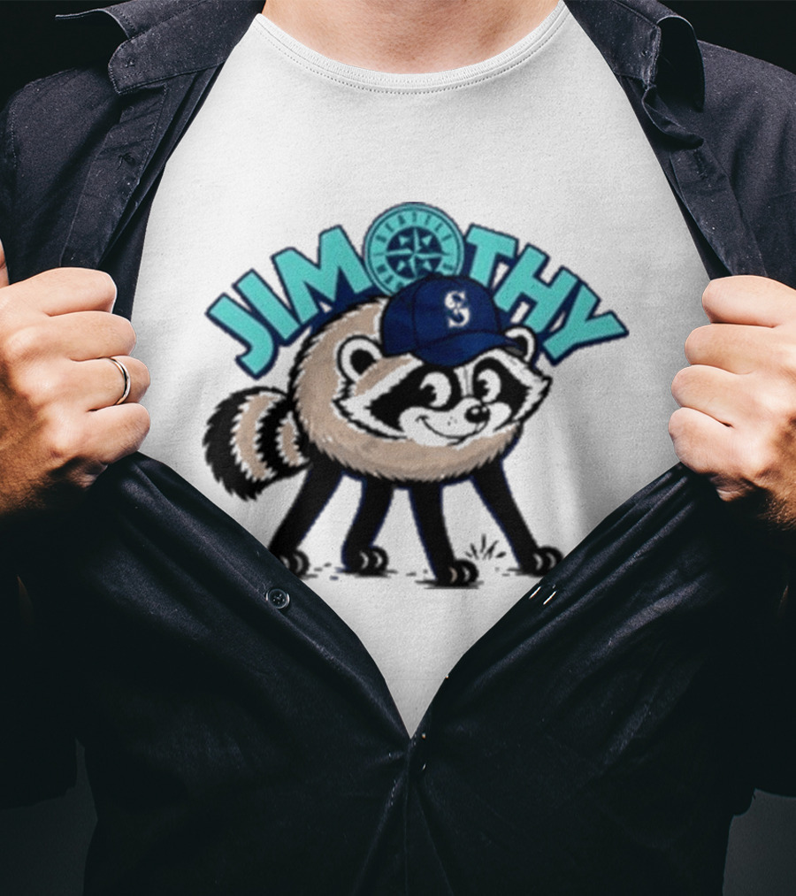 Jimothy Raccoon Seattle Night Cap With Star Compass T-Shirt
