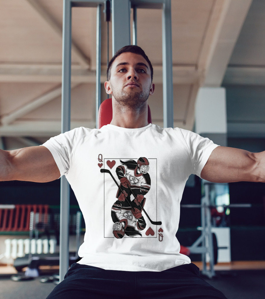Queen Of Hearts Hockey Playing Card T-Shirt
