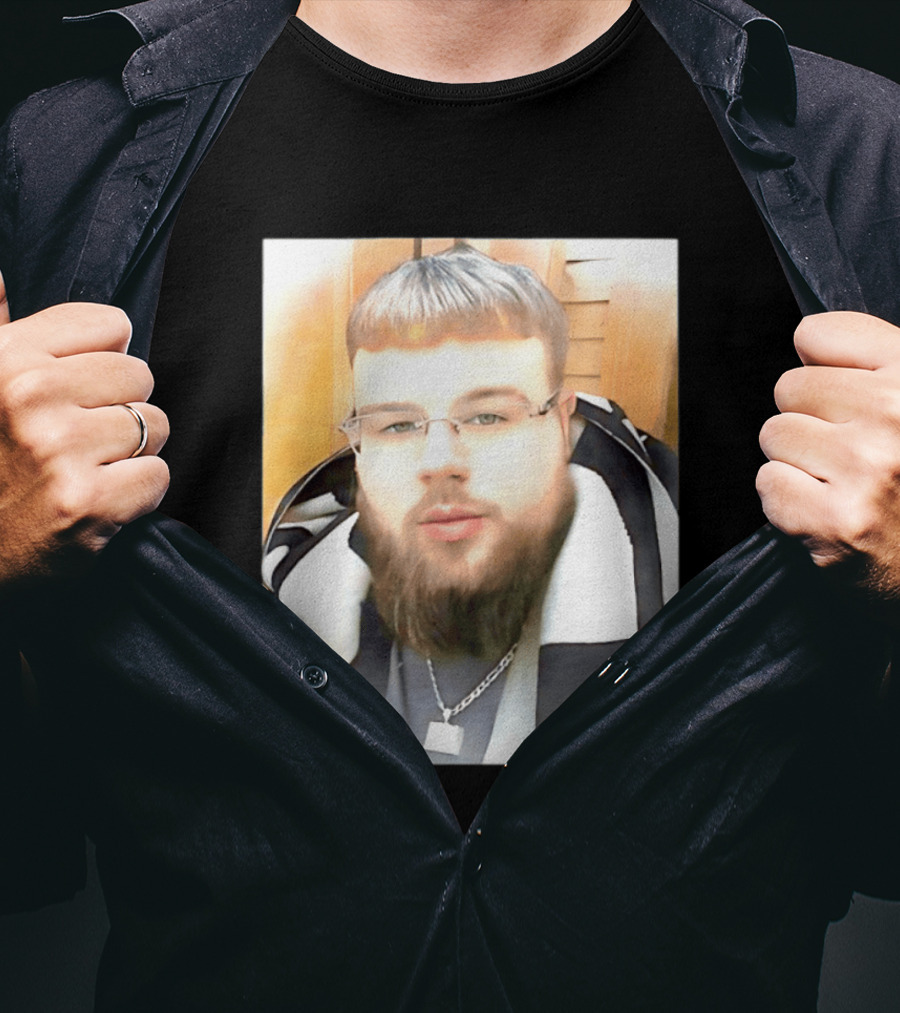 Joeyy Miracle Face Person Wearing Glasses And Chain With Striped Scarf T-Shirt