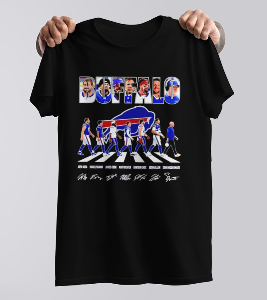 Buffalo Bills Players Abbey Road Sean McDermott Signatures NFL Team T-Shirt