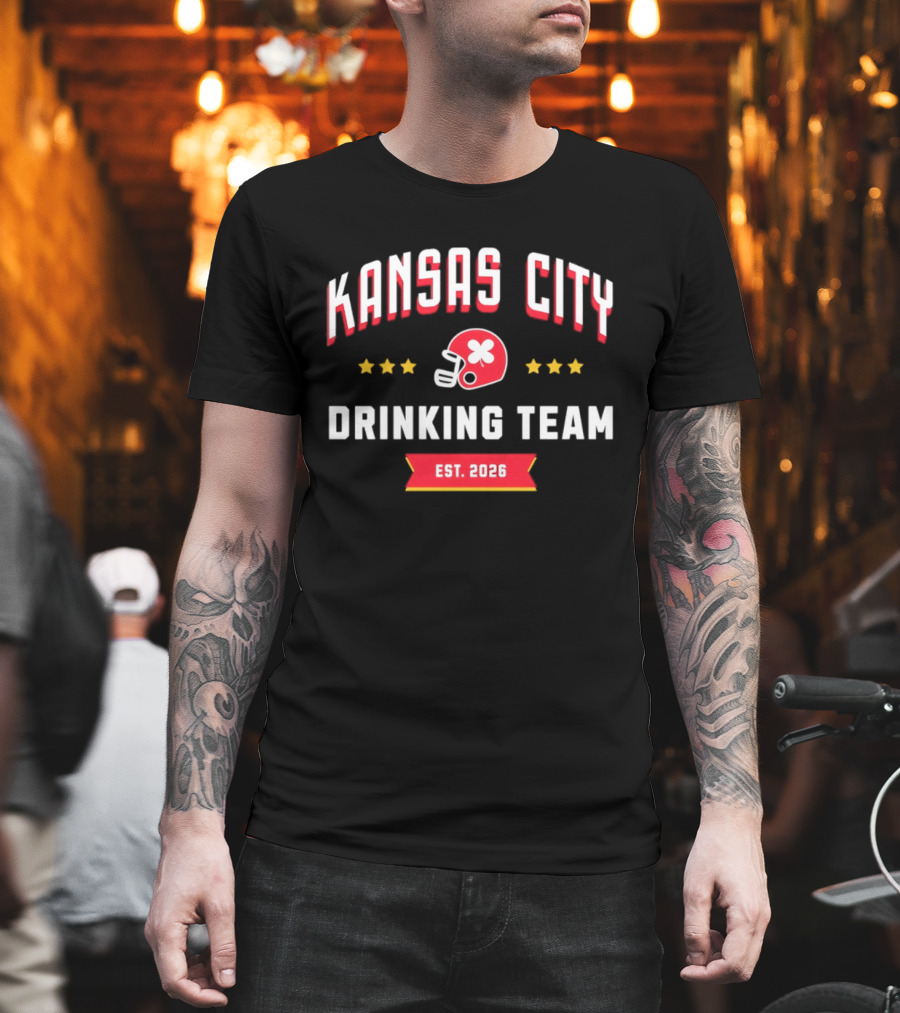 Kansas City Drinking Team Football Est 2026 Helmet Stars T-Shirt
