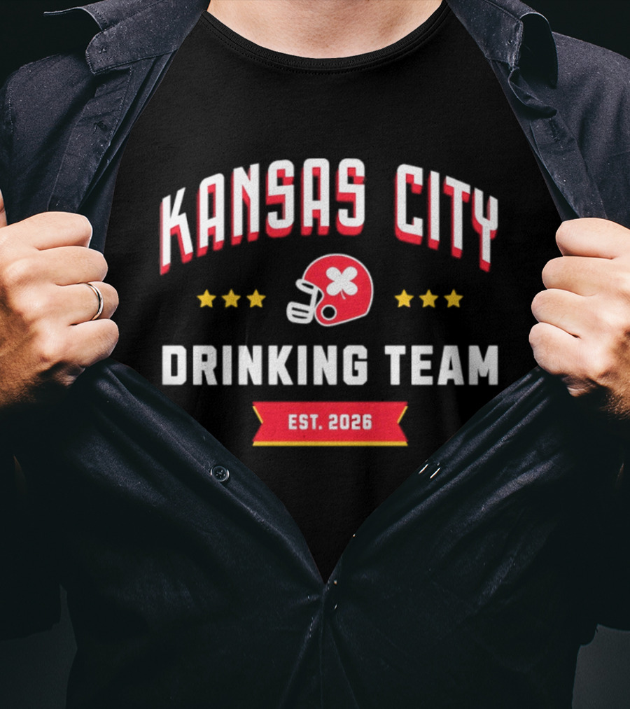 Kansas City Drinking Team Football Est 2026 Helmet Stars T-Shirt