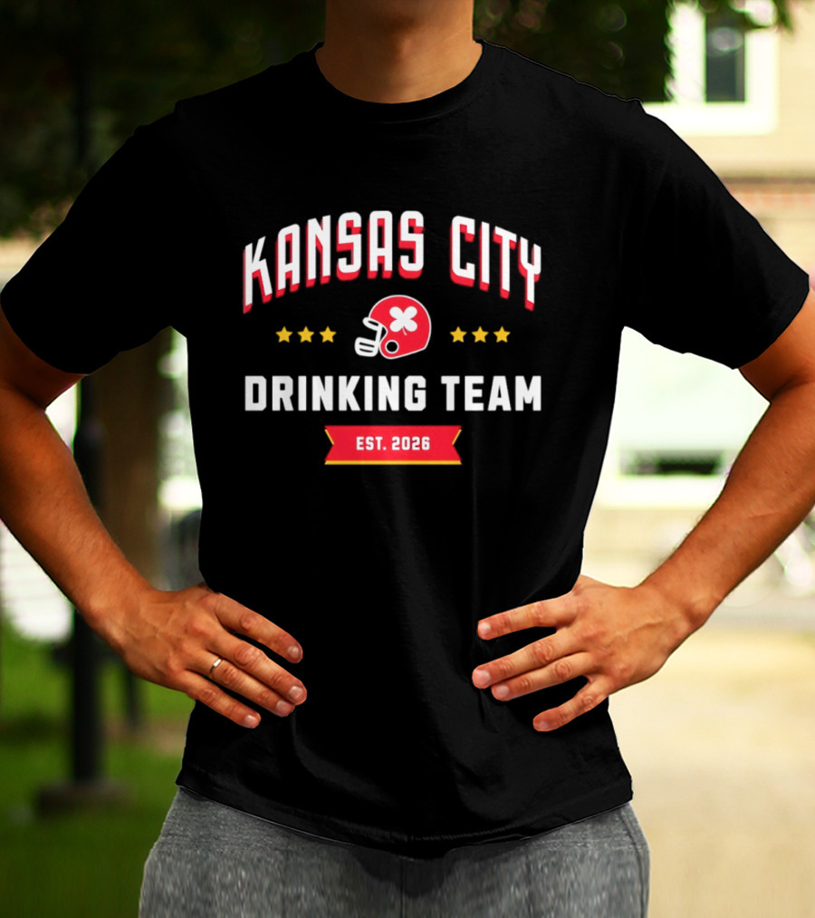 Kansas City Drinking Team Football Est 2026 Helmet Stars T-Shirt