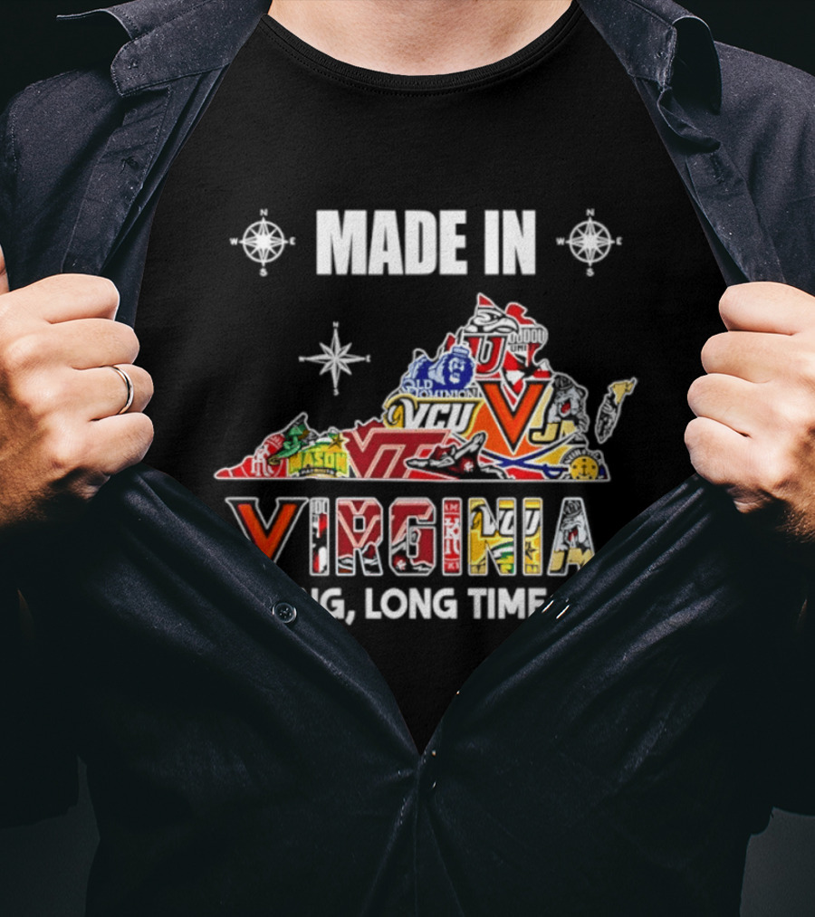 Made In Virginia Sports Team Map Virginia A Long Long Time Ago T-Shirt