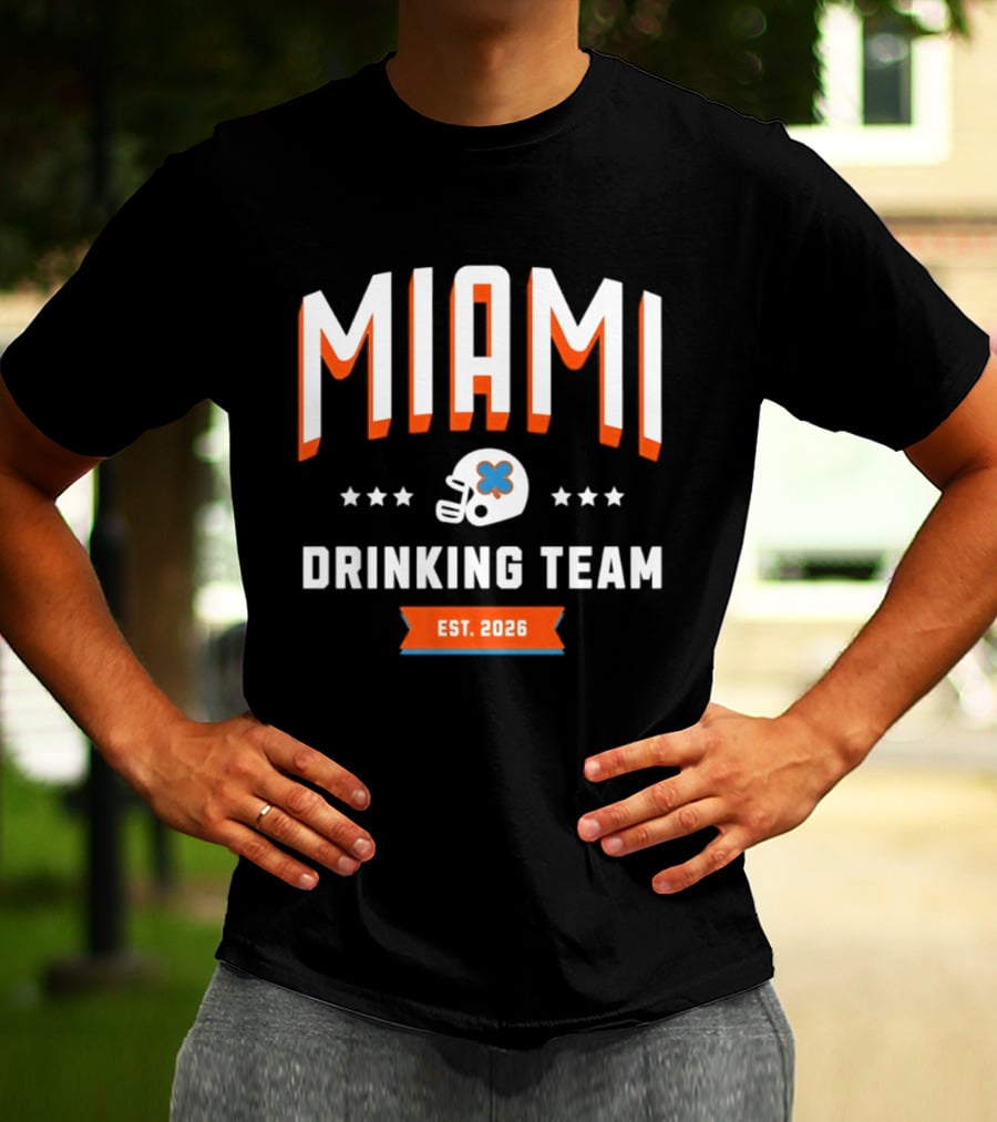 Miami Dolphins Drinking Team Est 2026 Football Helmet Stars T-Shirt