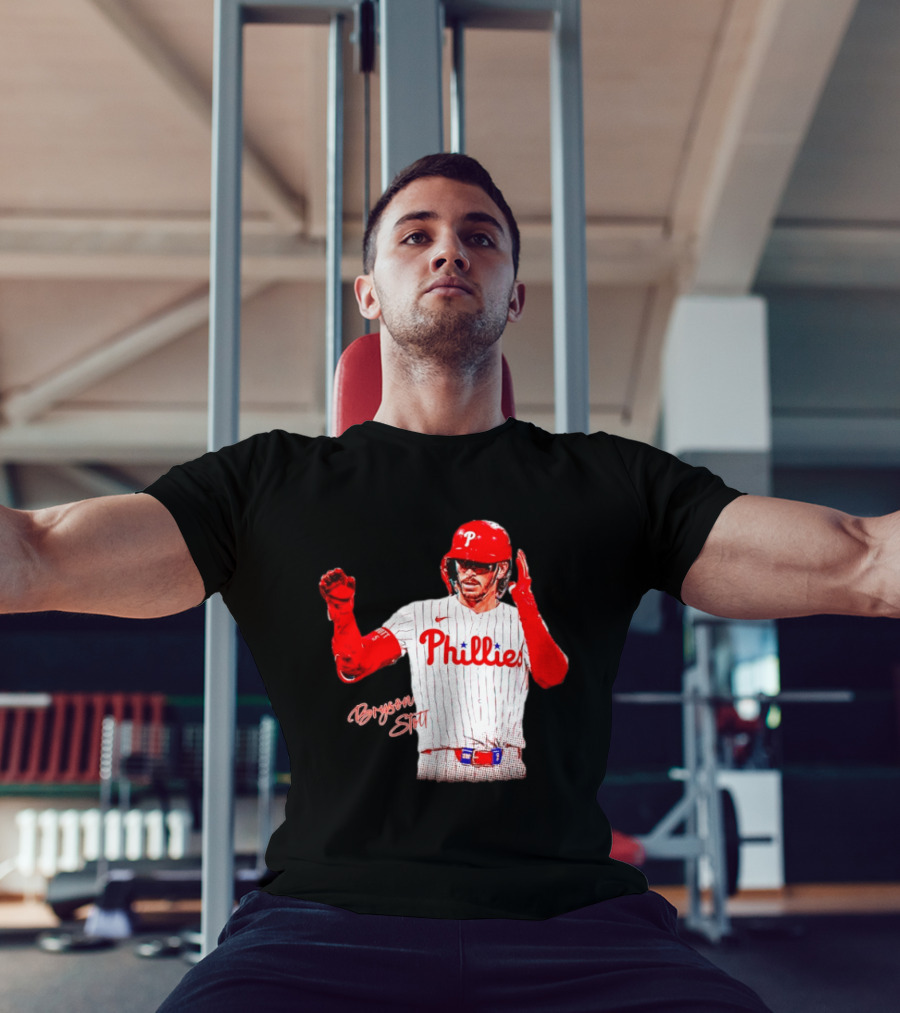 Philadelphia Phillies Bryson Stott Baseball Player Red And White Uniform T-Shirt