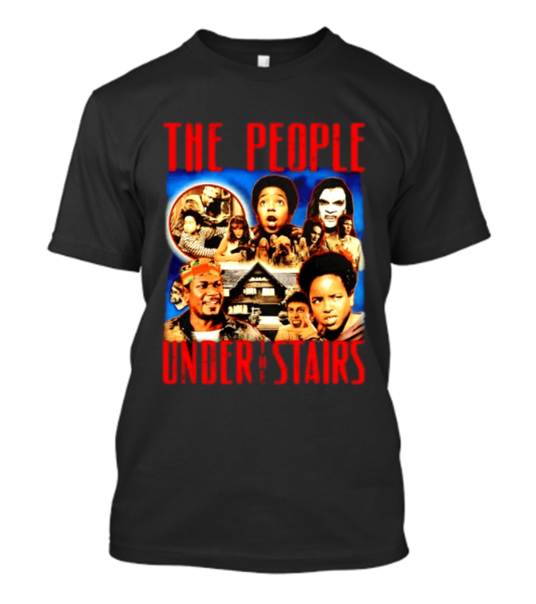 The People Under The Stairs Horror Movie Characters And Scenes Collage T-Shirt