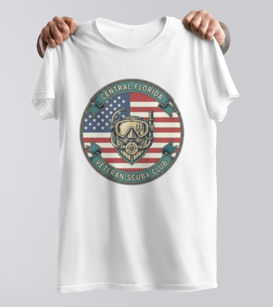 Central Florida Veteran Scuba Club American Flag Dive Mask T-Shirt