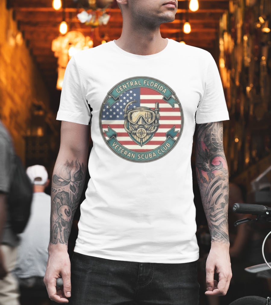 Central Florida Veteran Scuba Club American Flag Dive Mask T-Shirt