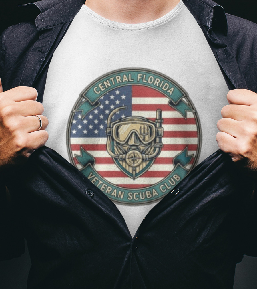 Central Florida Veteran Scuba Club American Flag Dive Mask T-Shirt