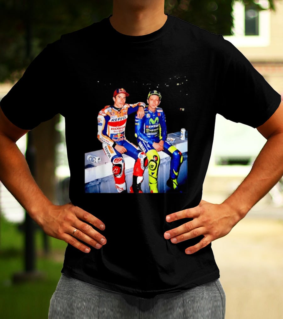 Valentino Rossi Marc Marquez MotoGP Repsol Yamaha Smoking Beer T-Shirt