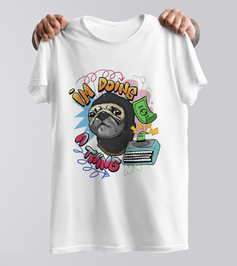 Roodabeguh Im Doing A Thing Funny Sloth In With Money And Typewriter T-Shirt