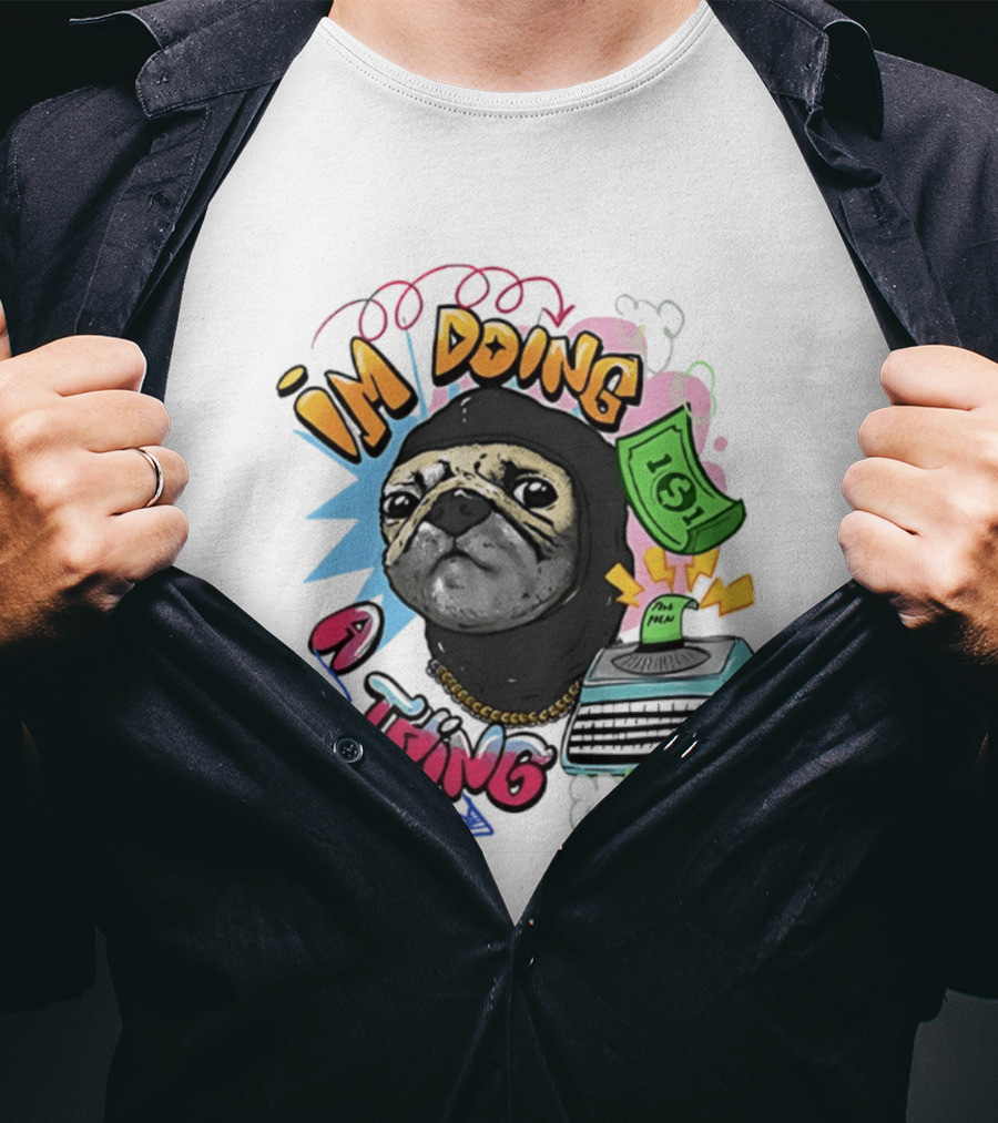 Roodabeguh Im Doing A Thing Funny Sloth In With Money And Typewriter T-Shirt