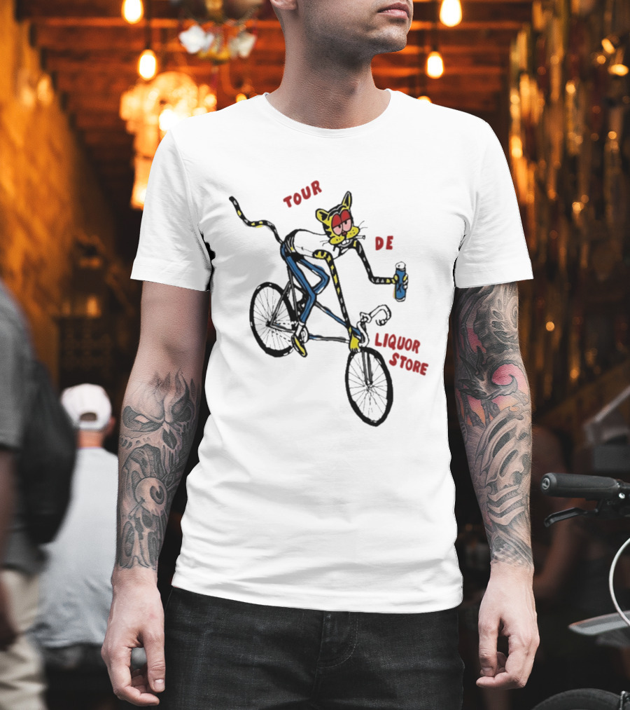 Tour De Liquor Store Cat Bicycle Cycling T-Shirt