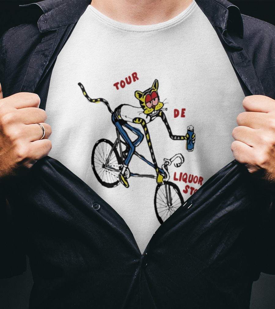 Tour De Liquor Store Cat Bicycle Cycling T-Shirt